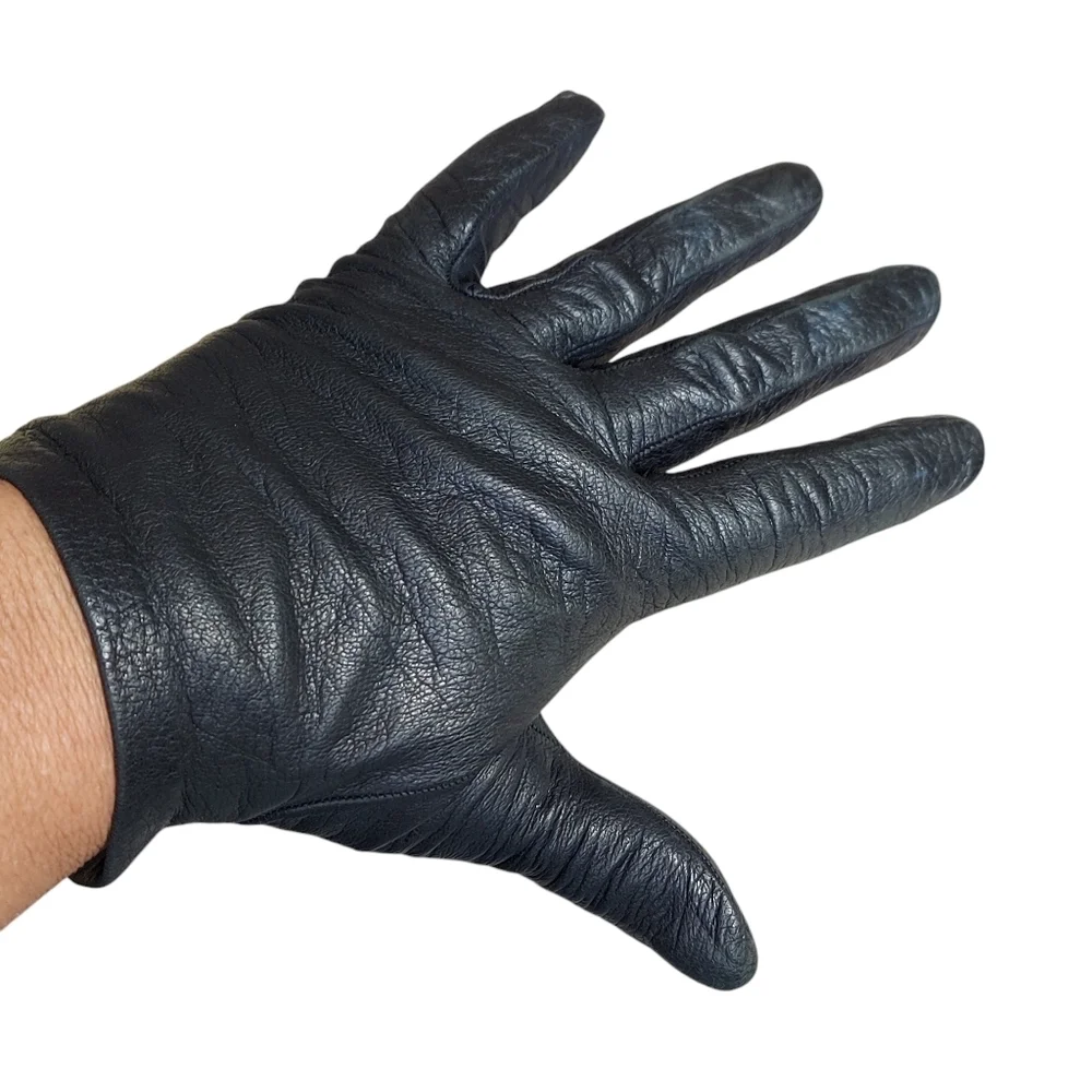 Vintage Leather Shortie Unlined Gloves with split opening in back